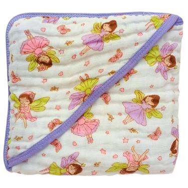 Imagem de Toalha de Banho Bebe Fralda Soft com Capuz 100% Algodão Enxoval Menina Grossa 3 camadas Enxoval