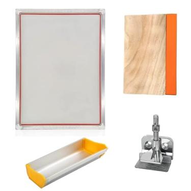 Imagem de Kit De Serigrafia De Malha A3/A4 50-420 - Estrutura De Alumínio, Braçadeira De Dobradiça Tipo Borboleta, Rodo, Revestidor De Emulsão Para Camisetas, Tecidos, Madeira, Cerâmica(A4 kits,165T 420M mesh)