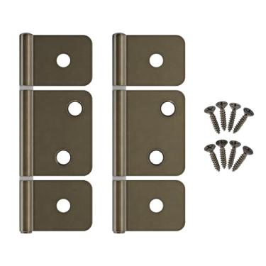 Imagem de Dobradiças de bandeira de 3 folhas de latão antigo de 8,5 cm - Pacote com 20 - Dobradiças não encaixáveis para portas de duas dobras, venezianas e armários em casas móveis, campistas, trailers