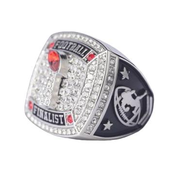 Imagem de TOPSPORTSJEWELRY Pacote com 12 peças FFT02 6 Styles Football Championship Trophy Ring Champion and Finalist Awards Finger Size 9 (pacote com 12 finalistas)