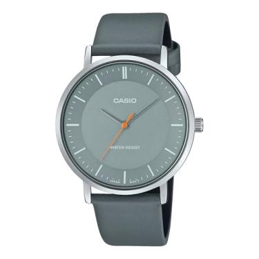 Imagem de Casio MTP-VT04L-8E Relógio analógico masculino minimalista cinza com mostrador côncavo em forma de côncavo com 3 ponteiros