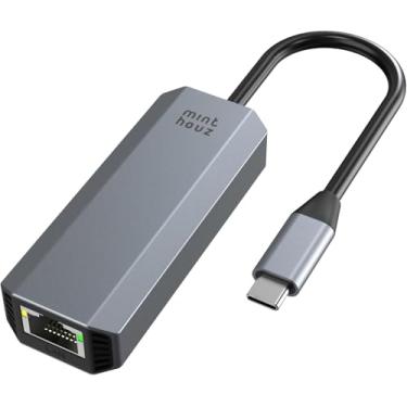 Imagem de Minthouz Adaptador USB-C para Ethernet de 5 Gbps, adaptador de rede LAN RJ45 para USB C 5 Gigabit, capa de alumínio cinza Ethernet para dongle de rede USB compatível com laptops, computadores, MacBook