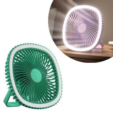 Imagem de Mini Ventilador De Mesa Luz Ring Light Usb Portátil Potente Silencioso Verde