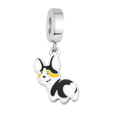 Imagem de BlingNuts Pingente de cachorro com pingente de cachorro Corgi compatível com pulseiras Pandora Charms para mulheres