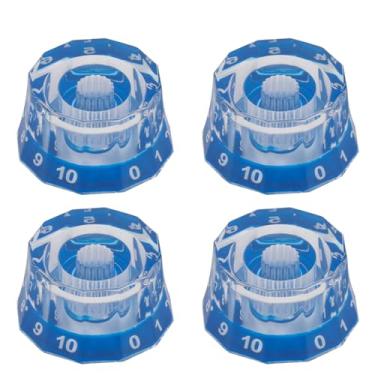 Imagem de Jenshepoe 4 maçanetas de guitarra elétrica transparentes Dodecagon controle de velocidade tom de volume para acessórios de guitarra Les Paul Gibson transparente (azul)