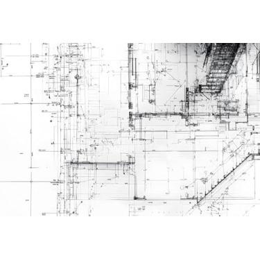 Imagem de Quadro Decorativo com Estampa Engineering Drawing Collectionompass Calculator Pen Close 50 x 50 Papel 2 unidades