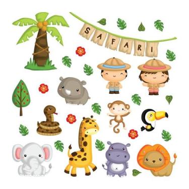 Imagem de Adesivo de Parede Infantil Safari Quarto Criança Bebe - 145ir - Allodi