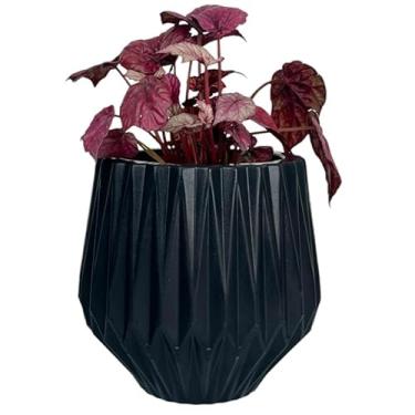 Imagem de vaso decorativo para plantas e flores em polietileno modelo origami (PRETO)
