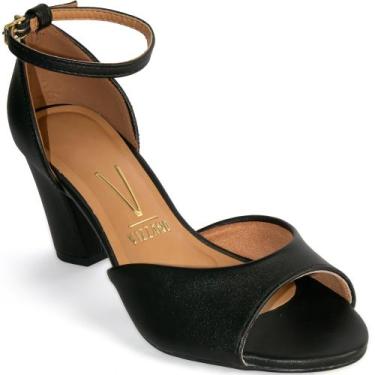 Imagem de Sandália Vizzano Salto Bloco Médio Grosso Confortável 6262, Preto, 35