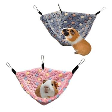 Imagem de GOMICRAFT Pacote com 2 redes de canto suspensas com ganchos para ratos, esquilos, planadores de açúcar, porquinhos-da-índia, hamsters, ouriços, furões e outros animais pequenos. Perfeito para gaiolas