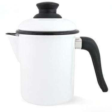 Imagem de Leiteira Esmaltada, Jarra para Ferver Leite, 900 Ml(com Tampa e Bico)(BRANCO)