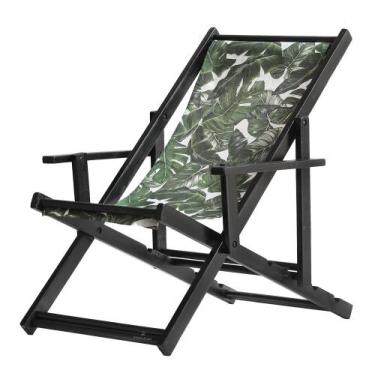 Imagem de Espreguiçadeira Preguiçosa Dobrável Madeira Maciça Envernizada Cor Pre