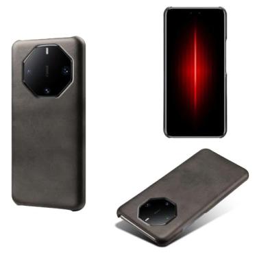 Imagem de Capa para Huawei Mate 60 RS,Proteção contra quedas,Casca de volta de cor sólida simples,Design de couro de imitação de plástico-Black