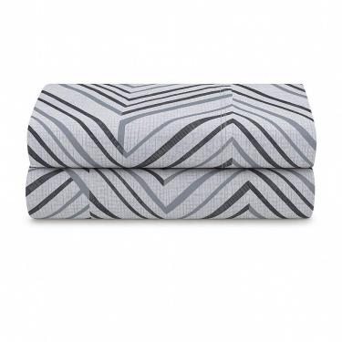 Imagem de Lençol De Cima Avulso Luar Estampado Casal 01 Peça Malha 100% Algodão - Cinza Geométrico