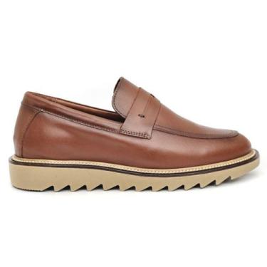 Imagem de Sapato Loafer Masculino Tratorado Couro Nobre Mr Light Premium, Castor