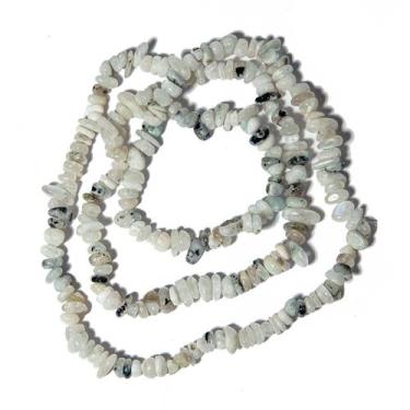 Imagem de Fio Cascalho Pedra da Lua Verdadeira Furado 90cm Para Pulseira - Crist