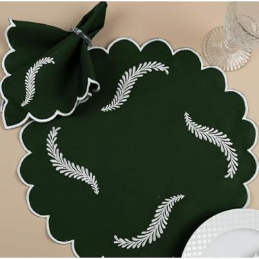 Imagem de Kit Jogo Americano Sousplat Bordado Suplat de Mesa Posta Redondo/Retangular e Guardanapos (Arabella, Mesa 6 Lugares (12 Peças))