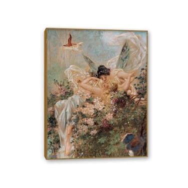 Imagem de Impressão de pôster de amor feminino arte renascentista para sala de estar decoração de casa retrato vintage meninas vitorianas pintura em tela arte de parede 40x30 cm (40.6x30.5 cm) moldura pronta