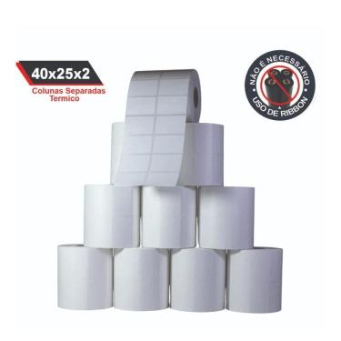 Imagem de Kit 10 Rolos Etiquetas Térmicas 40X25Mm 2 Colunas