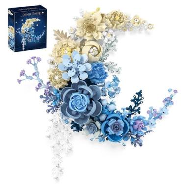 Imagem de Conjunto de blocos de construção TNDCKP Blue Flowers Moon 934 unidades