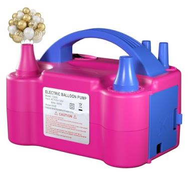 Imagem de Bomba de balão elétrica para decorações de festa – Inflador portátil, desligamento automático, bomba de ar de balão duplo rosa vermelha 110V 600WBalloons
