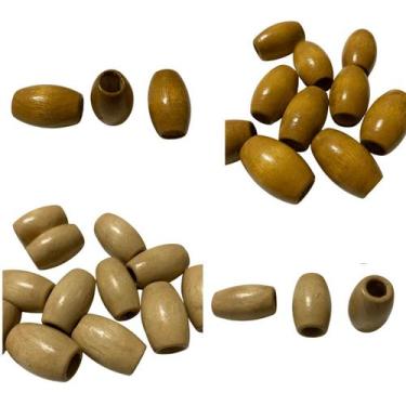 Imagem de Ponteira De Madeira Azeitona Passante 30x20mm - 50g 20un - Inova Aviam