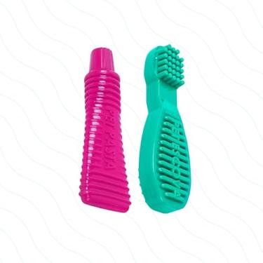 Imagem de Kit Pet Pasta Pinkl + Pet Escova Verde Agua Mordedor Nylon Resistente para Cachorro M