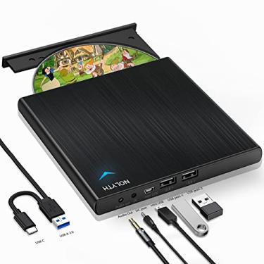 Imagem de Unidade externa de CD/DVD, NOLYTH USB 3.0 Tipo-C CD/DVD +/-RW, unidade de disco portátil para laptop, desktop, PC, Windows, Linux, OS, Apple, Mac