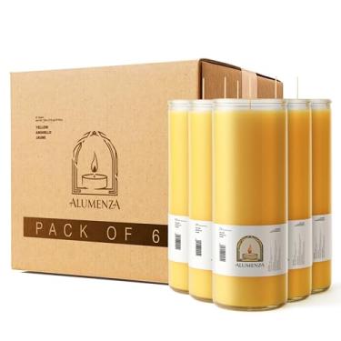 Imagem de Alumenza Vela branca de 7 dias em frasco de vidro – Cera de parafina sem cheiro de queima limpa – Velas de oração devocionais grandes e altas para casa, memorial, rituais, feitiços, batismos, pacote