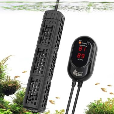 Imagem de AQQA Aquecedor de tanque de peixes, aquecedor de aquário de 50 W 150 W 250 W 400 W 500 W 800 W para 3 a 220 litros, ajuste de temperatura de precisão de 15 °C a 33 °C, fora da água ou desligamento