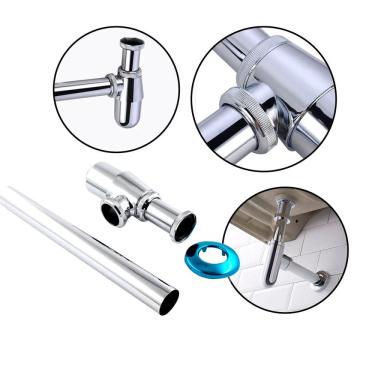 Imagem de Sifão Cromado Aço Inoxidável Copo de Metal Cozinha Banheiro