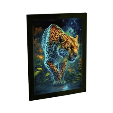 Imagem de Quadro Decorativo A2 Onça Pintada Neon Animais Leão Decoração Poster