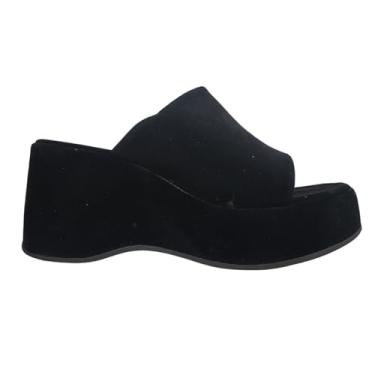 Imagem de Tamanco Blanes Plataforma Salto Alto Anabela Confortável Sandália (Preto, BR, Adulto, Numérico, 34)