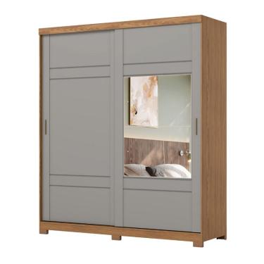 Imagem de Guarda Roupas Casal 2 Portas De Correr Com Espelho 3 Gavetas Dalia Madeirado/grafite