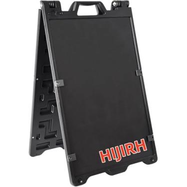 Imagem de HIJIRH Placa de sinalização de calçada A-Frame, suporte de exibição dupla face portátil, preto