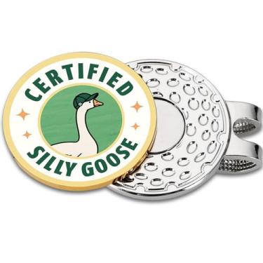 Imagem de Funny Certified Silly Goose Golf Ball Marker Hat Clip Cool Golf Accessories for Women Men Golf Lovers Fan Golfer Golf Stuff for Goose Party Favors Gag Gifts for Him Her White Elephant Gifts for Adults