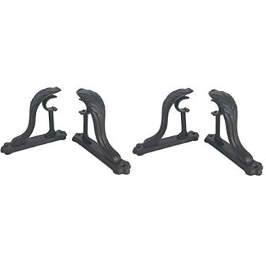 Imagem de TEJATAN - Suportes para varão de cortina - Vintage (conjunto de 4 (2 pares), preto)