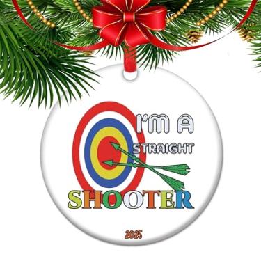 Imagem de Enfeite de Natal para tiro com arco 2025 - presente de alvo para caçadores de arco, decoração de arco e flecha de cerâmica para arqueiros, lembrança do mestre de arcos para homens e mulheres