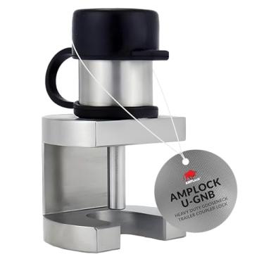 Imagem de AMPLock - U-GNB Trava de acoplador de reboque de pescoço de ganso buldogue resistente, acessórios de trava de reboque pescoço de ganso de aço inoxidável antifurto, segurança do acoplador de engate com