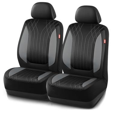 Imagem de Rubbermaid Capas de assento de carro, capas de assento de couro com design acolchoado, capas de assento de carro esportivas à prova d'água, compatível com airbag, ajuste universal para a maioria dos