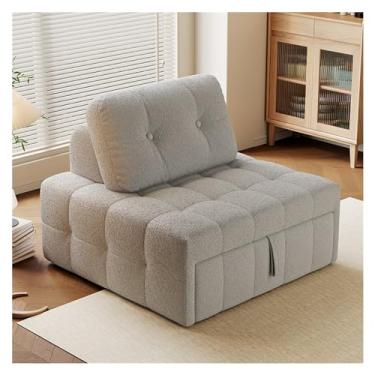Imagem de Sofá-cama dobrável Sofá-cama dobrável conversível - cadeira-cama com travesseiro, para sala de estar/dormitório/uso hóspedes/escritório doméstico/apartamento, tamanho único(Light grey,100cm)