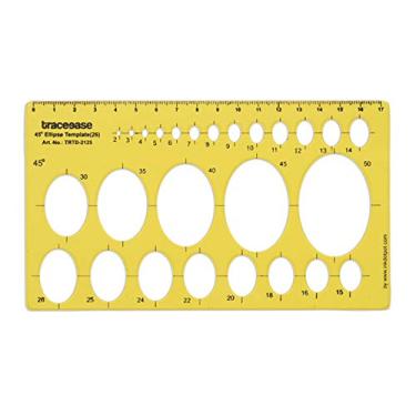 Imagem de Traceease Estêncil de desenho geométrico de modelo de elipse de 45°, régua de medição de modelo de design