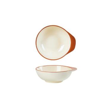 Imagem de Conjunto de pratos de cerâmica cor sob o esmalte tigela de sopa de macarrão simples para casa - tigela com alça de 11,4 cm