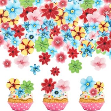Imagem de 72 Pack Edible Flower Cupcake Toppers Wafer Paper Flower Cake Picks for Bridal Engagement Baby Shower Wedding Birthday Party Cake Decorations Supplies Colorful