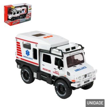 Imagem de Carro de Ambulância Fricção Plástico com SOM e Luz - Tudo em Caixa
