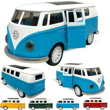 Imagem de Carrinho De Ferro Miniatura Kombi De Metal Abre A Porta - Europio, Azu