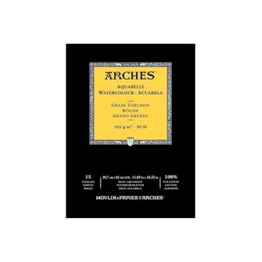 Imagem de Arches Bloco para aquarela colada 1 lado (15 folhas) - Grão torchon - Branco natural 185 g/mq - A3