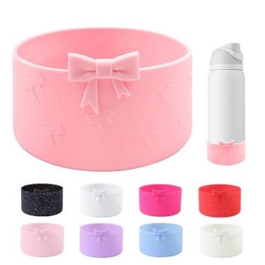 Imagem de Bota de silicone Bow para garrafa de água Owala 947 ml, capa protetora antiderrapante para garrafas de água de aço inoxidável FreeSip, Twist e Flip - Rosa