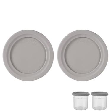 Imagem de 2 peças de substituição de tampas redondas, diâmetro de 11,5 cm, tampa de recipiente de silicone para armazenamento de alimentos, tampa de lata compatível com Ninja Creami NC301 NC300 NC299AMZ Series