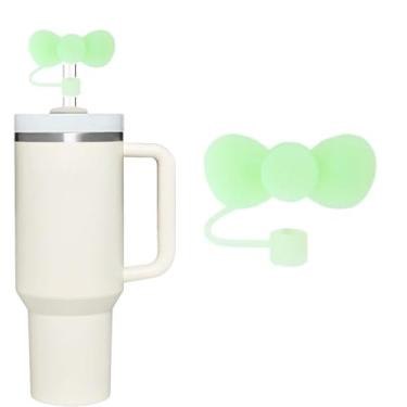 Imagem de Capa de canudo de laço verde para copo Stanley de 40 e 850 g, tampa de silicone de 10 mm para acessórios de copos Stanley, topo bonito para copos, tampa de tampa para tampas de ponta de canudos